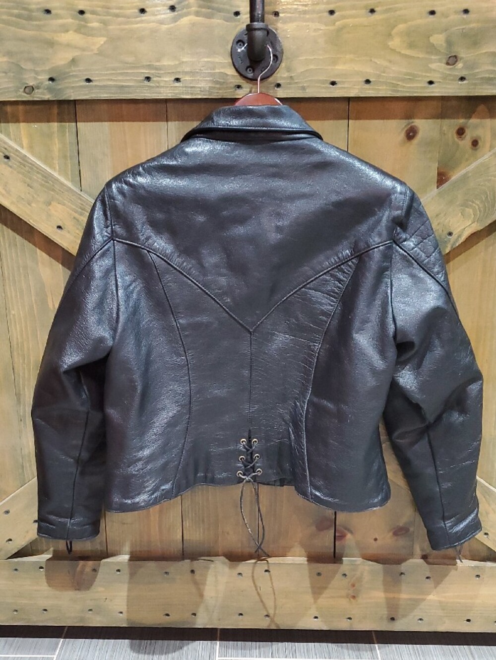 Vintage Black Leather Moto Jacket Echtes Leder Futter Echt Leer Ironhorse Combat - Picture 5 of 14